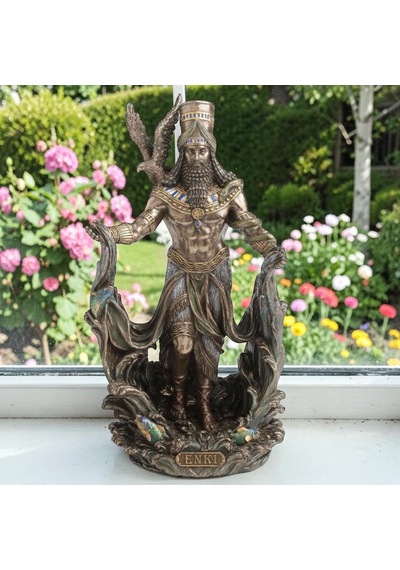 Dekoratif Enki Biblo Wise Veronese Poliresin Mezopotamya Tanrısı Figürü 23,5 Cm .