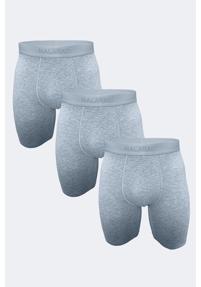 Malabadi Erkek Gri 3 Lü Paket Uzun Paçalı Modal Boxer 3m019 Gri