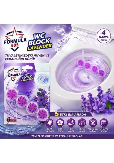 Özel Üretim Klozet Bloğu Banyo Hijyeni 4'lü Wc Blok - Lavanta Kokulu - 2 Adet - 6 Etkili - 200 Gr