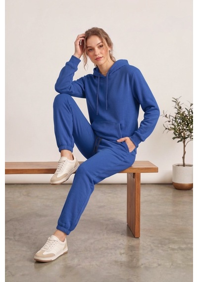 Moibody Kadın 3 İplik Şardonlu Eşofman Takımı Premium Kapüşonlu Sweatshirt Ve Jogger Alt Yavruağzı Mavi Mavi Moibody Kadın 3 İplik Şardonlu Eşofman Takımı Premium Kapüşonlu Sweatshirt Ve Jogger Alt Yavruağzı Mavi Mavi