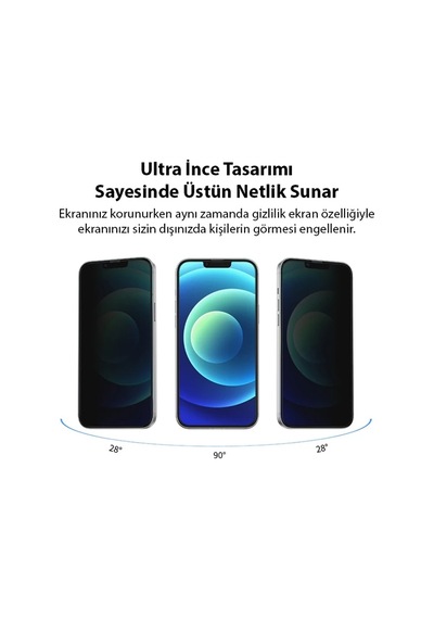 Ally İphone 13 Mini 3d Full Privacy Gizlilik Cam Ekran Koruyucu Anti-spy- 5775