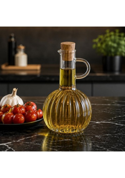 Lm-0010 Breze Mantar Kapaklı Borosilikat Cam Yağlık Sirkelik Yağdanlık 300ml Diğer