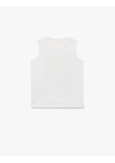 Koton Baskılı Beyaz Erkek Çocuk Kolsuz T-shirt 6skb30009tk