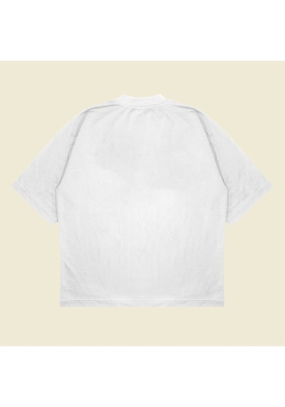 Tarzsokak Japonca Baskılı Oversize Unisex Pamuklu Nefes Alan Kalın Kumaşlı Beyaz