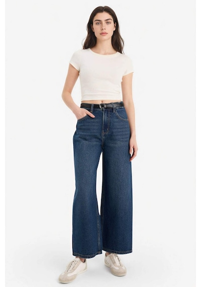 Defacto Culotte Yüksek Bel Jean Kar Yıkamalı Pantolon G4935ax26smnm28 Mavi-nm28