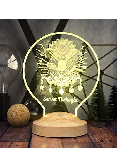 Babaya Hediye, Osmanlı Tuğrası 3d Led Lamba - Tarih Ve Sanatseverler İçin Kişiye Özel Hediyelik, Osmanlı Temalı