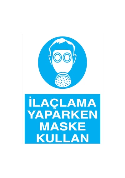 İlaçlama Yaparken Maske Kullan Uyarı Tabelası - 35x50 Alüminyum Kompozit Panel - Tgm4