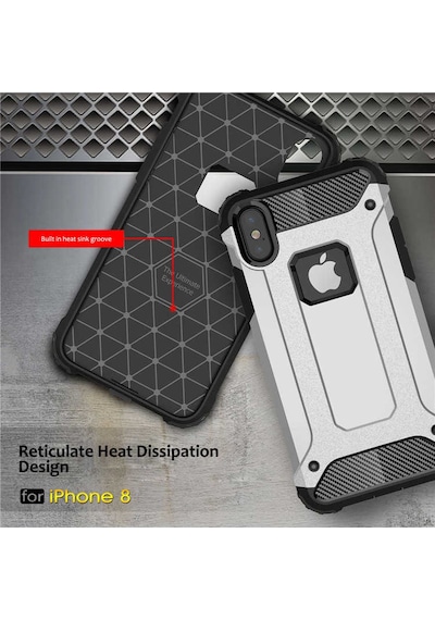 Noktaks - Apple Uyumlu iPhone X - Xs - Kılıf Çift Katman Zırh Tank Crash Military Kapak - Gold Gold