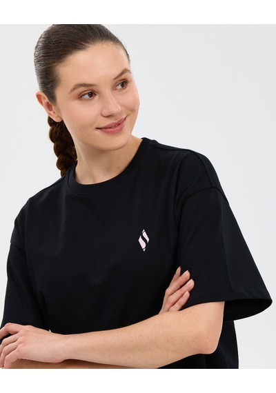 Skechers W Oversize Fit Graphic T-shirt Kadın Siyah Tshirt S2610052-3817