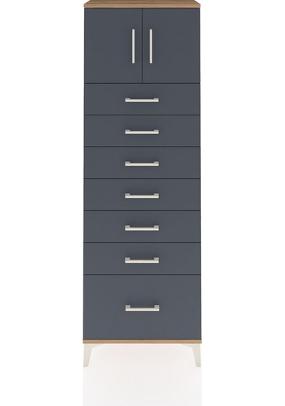Arges Dolap Tek Raflı 7 Çekmeceli 2 Kapaklı 60x30x182 Çam-ant... Çam
