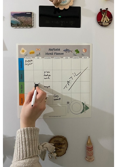 Haftalık Menü Planlayıcı Magnet Mıknatıslı Yazı Tahtası Buzdolabı (538425853)