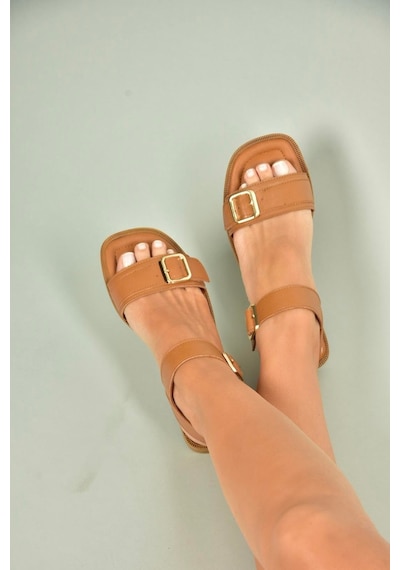 Fox Shoes U944834003 Taba Hakiki Deri Kadın Sandalet Taba-hakiki Deri