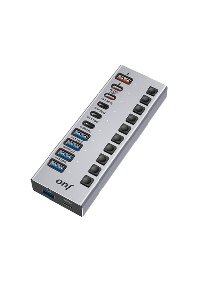 Juo Usb-a 10 Portlu Anahtarlı 5 Usb-a 5 Type-c 5gbps Pd Hızlı Şarj Destekli Usb 3.1 Çoklayıcı Dönüştürücü Hub