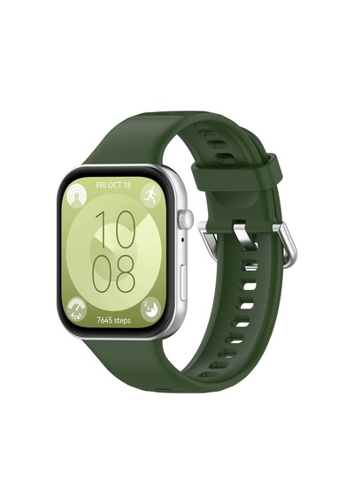 Caseonn Huawei Watch Fit 3 Kordon Esnek Spor Silikon Kayış Koyu Yeşil