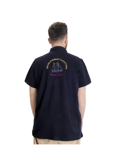 Mode Xl Büyük Beden Erkek T-Shirt Polo Carpe Dıem 23333 Lacivert 001