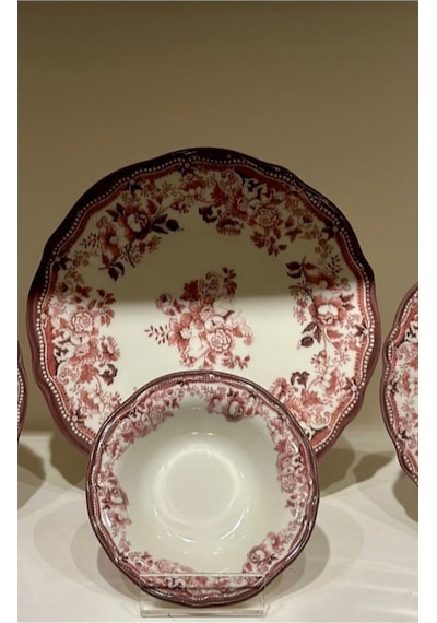 Porser Porselen Fulya Velour Maroon Yemek Takımı 6 Kişilik 24 Parça Çok Renkli