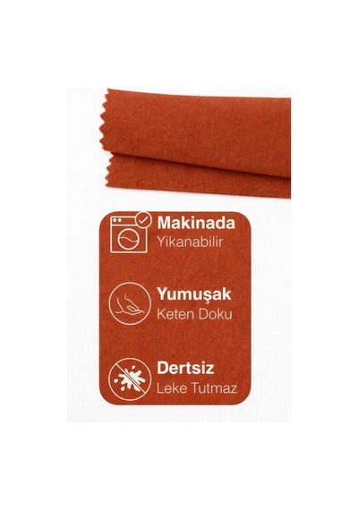 Perdeyap1980 Kiremit Ada Fon Perde Tek Kanat 1/3 Sık Pile Turuncu