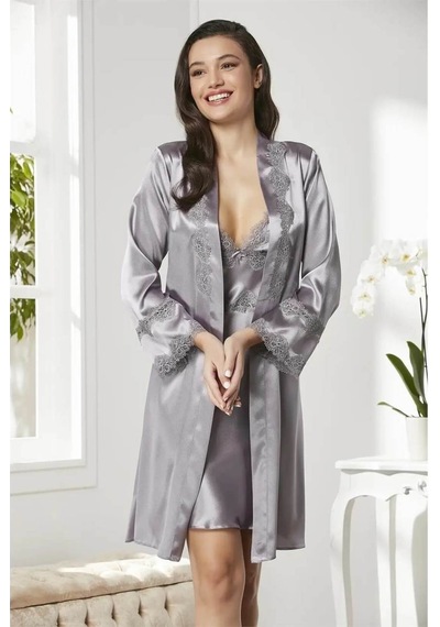 Pierre Cardin 6'lı Kaplı Midi Gecelik Sabahlık Set 6965 Royal Royal