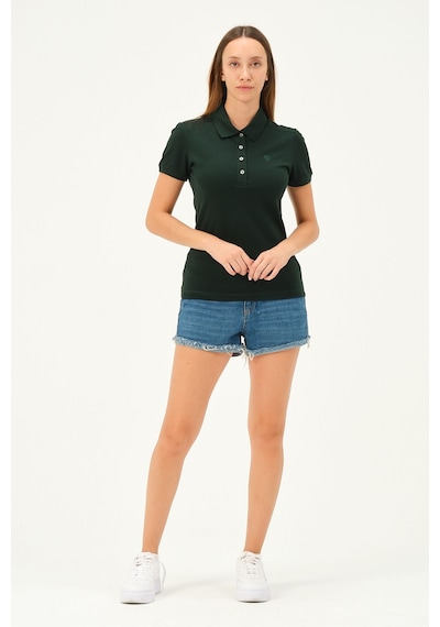 Msw Kadın Kısa Kollu Regular Fit Polo Yaka T-shirt Nefti