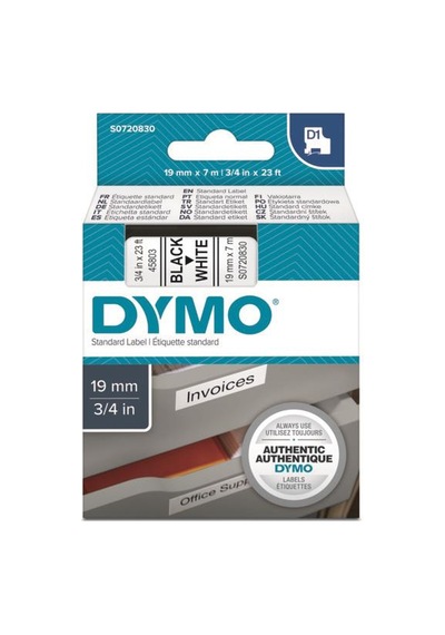 Dymo D1 Beyaz/siyah Yedek Şerit 19mm X 7mt 45803