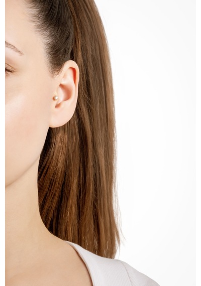 Zirkon Işıltısı 18 Ayar Sarı Altın Kaplama Gümüş Tragus-helix Piercing Sarı