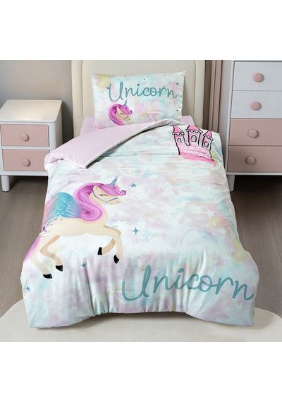 Unicornland Tek Kişilik %100 Pamuk Ranforce Nevresim Takımı Lila 3 Parça
