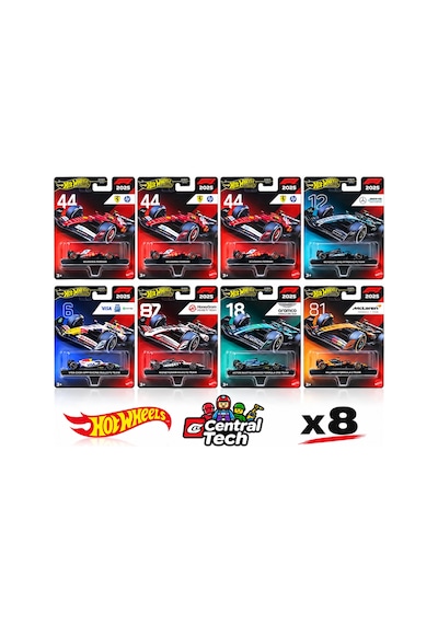 Hot Wheels F1 2025 Formula 1 Takımları 8'li Araç Seti Ferrari Mercedes Mclaren Haas Kırmızı