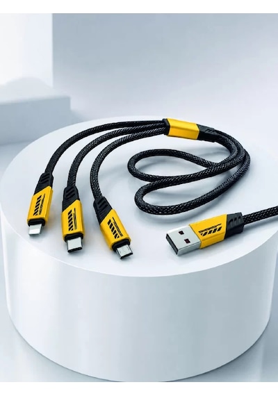 Hepsi 240w 3'ü 1 Arada Hızlı Şarj Kablosu Usb Type-c Lightning Micro Usb Najmaddin Diğer
