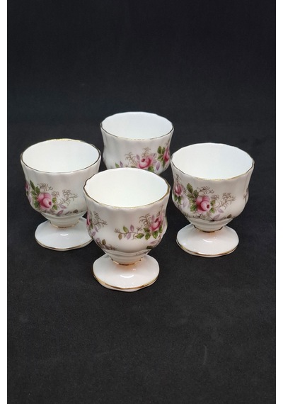 Lavender Rose Bone China Antika Yumurtalık 7.5x5 Cm 4 Adet Beyaz