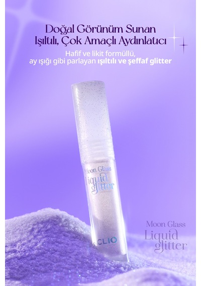 Işıltılı Ve Şeffaf Likit Glitter Clıo Moon Glass Liquid Glitter Sweet Cloud 03 Violet Topping 03