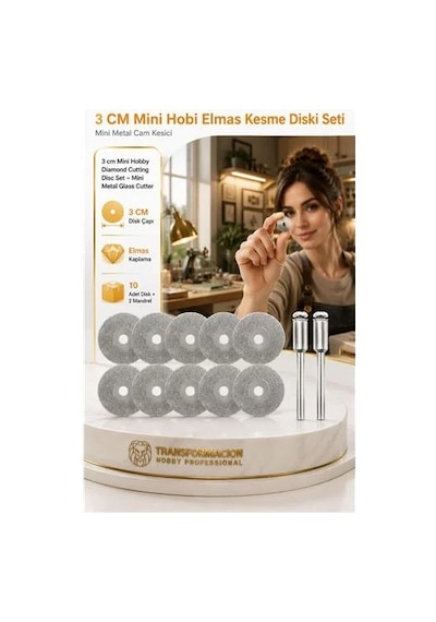 10 Adet 30 Mm Elmas Kesici Disk Seti, Mini Cam Metal Ahşap Kesme Ucu Model 3