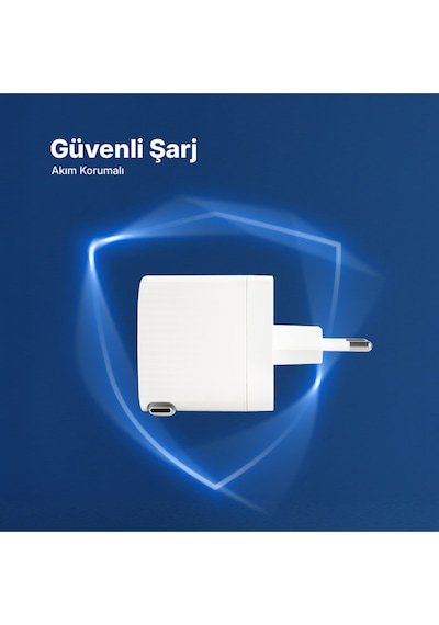 Ttec Smartcharger Gan 65W PD Seyahat Hızlı Şarj Aleti USB-C + Dahili PD 65W 70 CM USB-C Şarj Kablosu