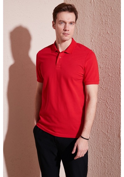 Buratti Pamuklu Regular Fit Düğmeli Erkek Polo Yaka T Shirt 5902739 Kırmızı