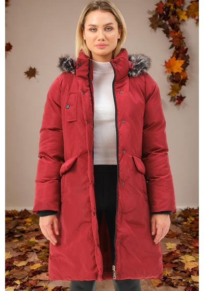 Z6774 Dewberry Bayan Kaban-düz Bordo-düz Bordo