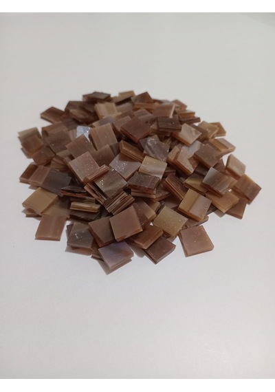 Kahve Kare Vitray Cam Mozaik Taşı - Sanatsal Mozaik Çalışmalarınız İçin Yaklaşık 10 X 10 Mm