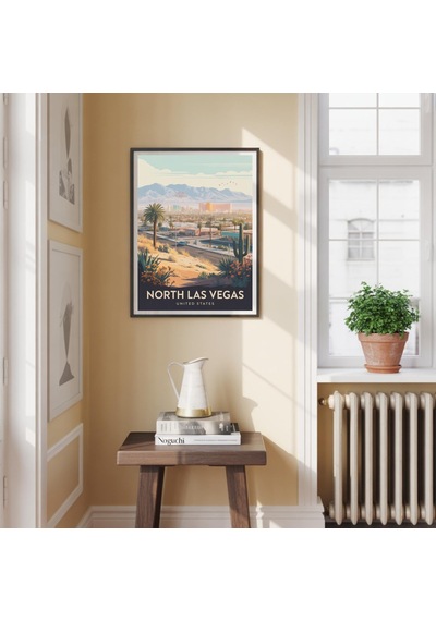 Kuzey Las Vegas Seyahat Posteri Vintage Tarzı Çöl Duvar Sanatı