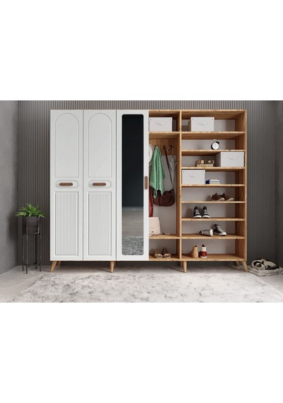 Letto Membran 6 Kapaklı Portmanto Montaj Dahil Çam Beyaz 240 Cm