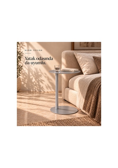 Slate Metal C Sehpa Modern Tasarım Elips Tablalı Minimalist Koltuk Yanı Sehpa Gümüş - 935314037 Gümüş