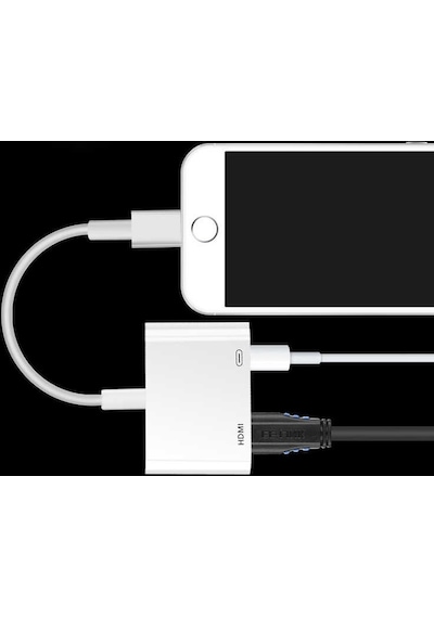 Go Des GD-7565 Lightning HDMI TV ve Şarj Dönüştürücü Adaptör 1080p Full HD - Beyaz ZORE-220455