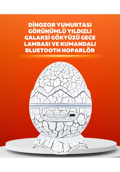 Dinozor Yumurtası Tasarımlı Projektörlü Gece Lambası Siyah