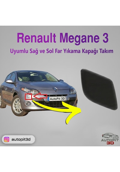 Renault Megane 3 2009 Sağ Ve Sol Far Yıkama Kapağı Takım