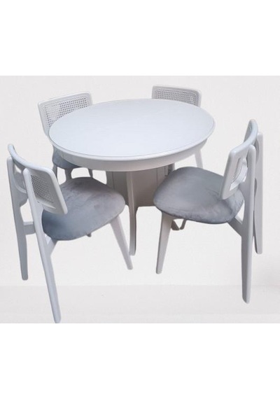 Masa Kutu Sandalye Zia Takım Model 90405 Kayın Parlak Beyaz Lake El Yapımı