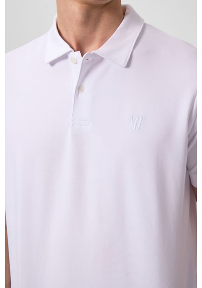 Tommy Life Beyaz Basic Göğüs Logolu Standart Kalıp Triko Polo Yaka Erkek T-shirt - 87768 Beyaz