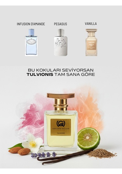 Tulvionis Erkek Parfüm Edp Bergamot, Badem, Lavanta, Vanilya, Sandal Ağacı, Amber Aromatik - Odunsu