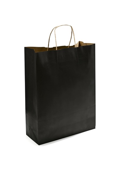 Kağıt Çanta Burgu Saplı 31x41x12cm Körük - Siyah 25 Adet