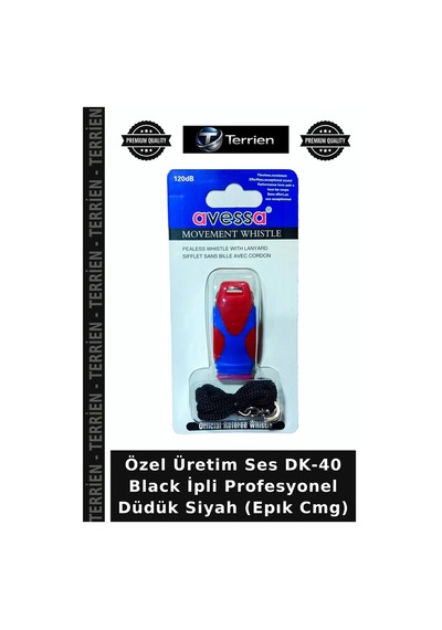Özel Üretim Ses Dk-40 Black İpli Profesyonel Düdük Siyah Epık Cmg