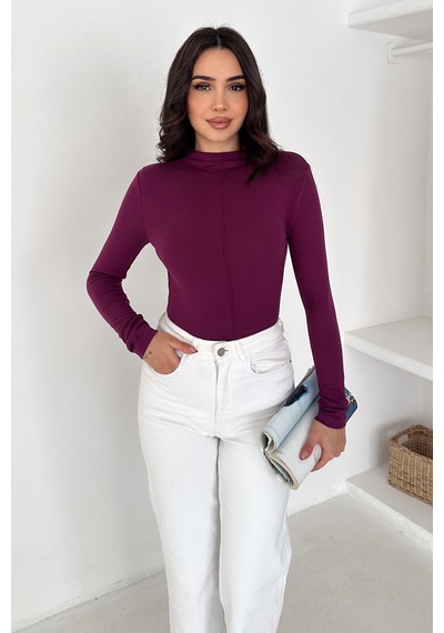 Noa & Noa Kadın Dikiş Detaylı Fit Bluz White Line Mor