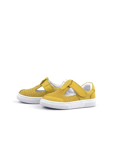 Rakerplus Hakiki Deri Sarı Cırtlı Bebek Sneaker Sandalet Sarı