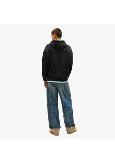 Tommy Hilfiger Relaxed Overdyed Flag Hood Erkek Siyah Sweatshirt Dm0dm22383 Siyah