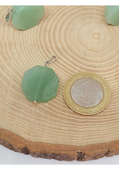 Aventurin Taşı Sekizgen Kolye Ucu 51946 Çok REnkli